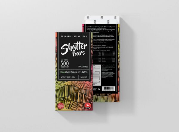 Euphoria Extractions – Shatter Bars – Vegan Dark Chocolate (Sugar Free) – Sativa – 500mg THC | Cheapweed.io Canada