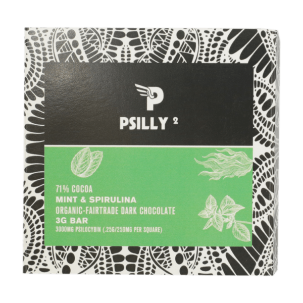 Psilly – Dark Chocolate Bar – Mint & Spirulina | Cheapweed.io Canada