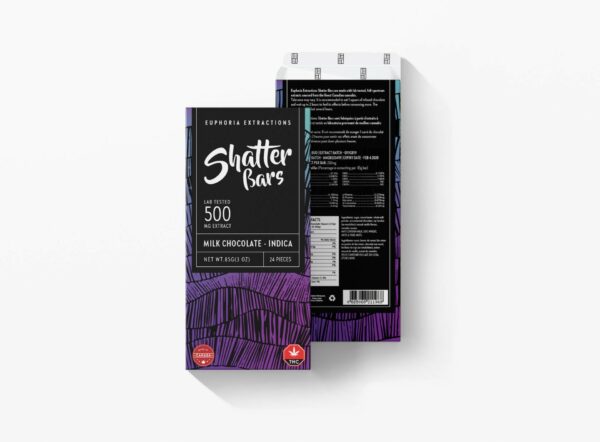 Euphoria Extractions – 500mg Shatter Bars – Milk Chocolate (Indica) | Cheapweed.io Canada